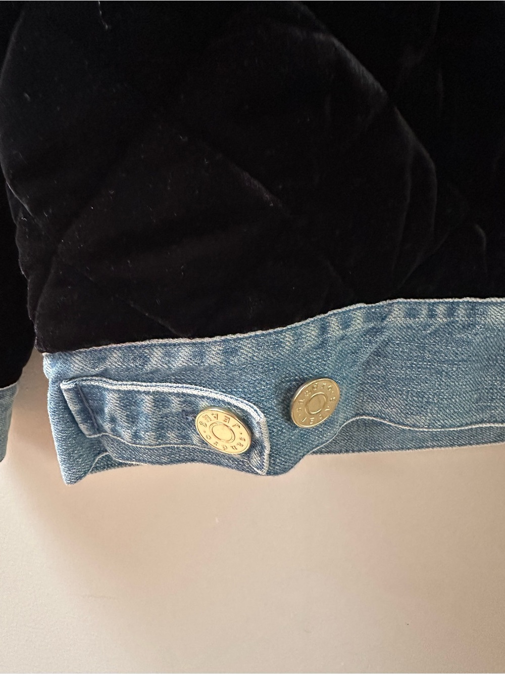 Sandro Black Velvet Jacket with Denim Trim - Picture 5 of 7